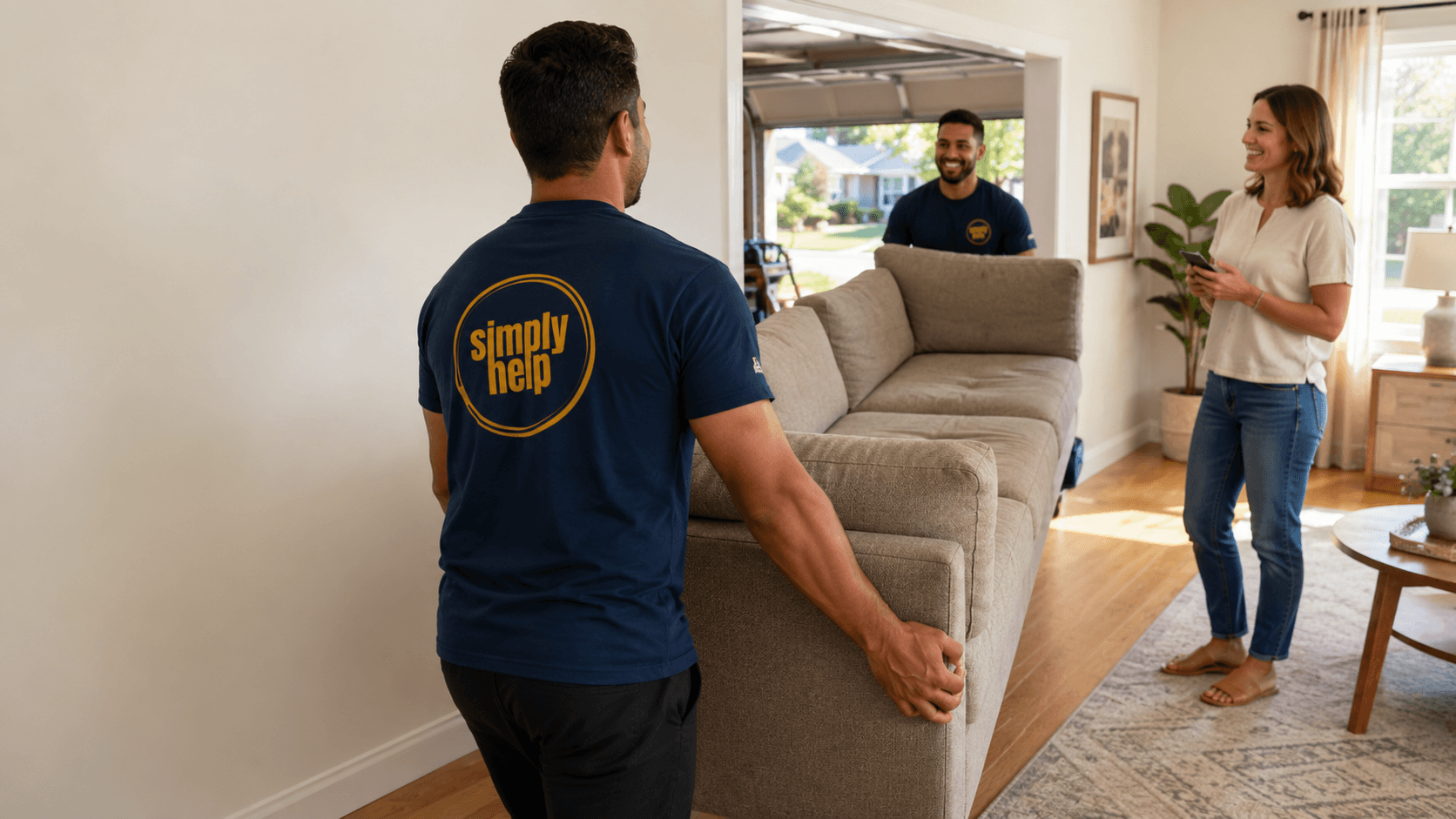 Simply Help team carrying furniture for a local home task